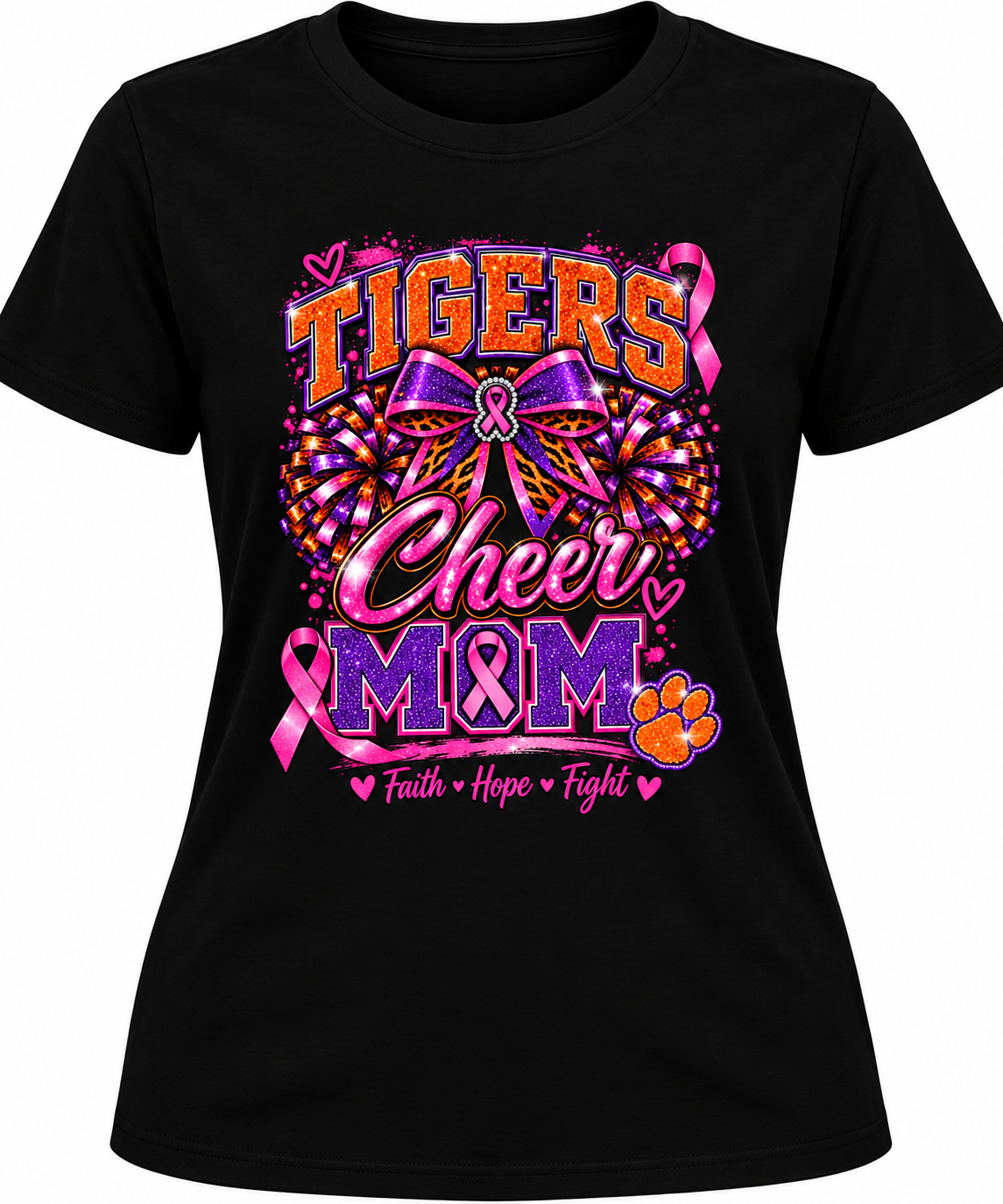 Tiger Cheer Mom Breast Cancer Tees